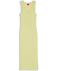 HUGO - Jersey Midi-Jurk Van Katoenmix Met Tweedelig Logo - Lyst