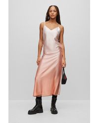 HUGO - Degradé-print Slip Dress In Soft Satin - Lyst