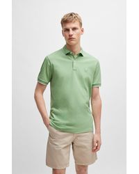 BOSS - Slim-fit Polo Shirt In Washed Stretch-cotton Piqué - Lyst