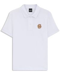 BOSS - Equestrian Stretch-Cotton Polo Shirt With Double B Monogram - Lyst