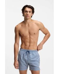 BOSS - Printed Swim Shorts With Logo Badge - Lyst