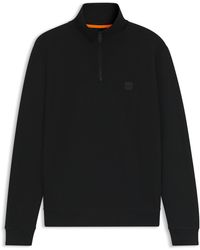 BOSS - Sweat en molleton de coton à encolure zippée et patch logoté - Lyst