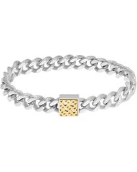 BOSS - Silver-tone Textured-chain Bracelet With Monogram Closure - Lyst