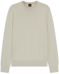 BOSS - Cotton-Blend Sweater With Logo Patch - Lyst