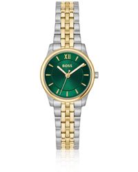 BOSS - Graceful Two-Tone Watch With Sunburst-Patterned Dial - Lyst
