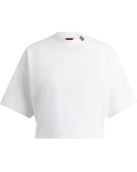HUGO - Relaxed-fit Korter T-shirt Van Katoenen Jersey Met Tweedelig Logo - Lyst