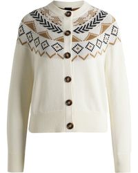BOSS - Equestrian Cardigan With Knitted Pattern - Lyst