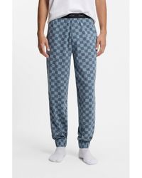 HUGO - Stretch-Cotton Pyjama Bottoms With Stacked-Logo Print - Lyst