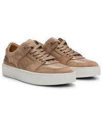 BOSS - Leather Lace-up Trainers With Suede Trims - Lyst