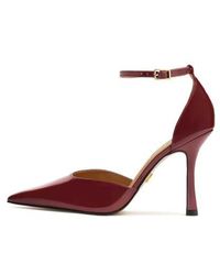 Kazar - Kastanienbraune Halboffene Pumps Aus Lackleder - Lyst