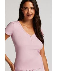 Hunkemöller - Rib Short-Sleeved Top - Lyst