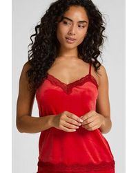 Hunkemöller - Velours Lace Cami Top - Lyst