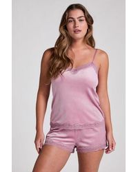 Hunkemöller - Velvet Lace Shorts - Lyst