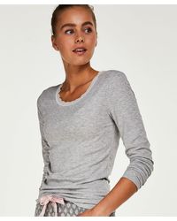 Hunkemöller Top acanalado R-neck - Gris
