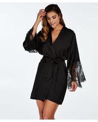 Hunkemöller Kimono Lace Satin - Negro