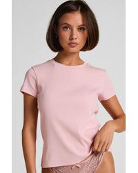 Hunkemöller - Ribbed Crew Neck Short-Sleeved Pyjama Top - Lyst