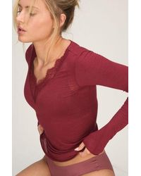 Hunkemöller - Super Soft Lace V-Neck Shirt With Cashmere - Lyst