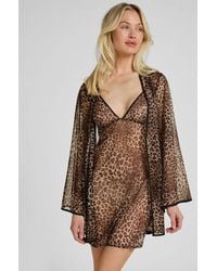 Hunkemöller - Leopard Mesh Kimono - Lyst