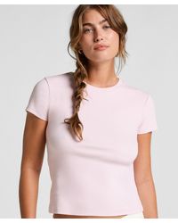 Hunkemöller - Pyjama Top Korte Mouwen Rib - Lyst