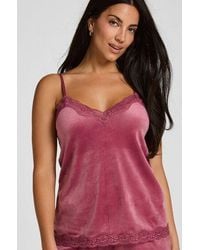 Hunkemöller - Velours Lace Cami Top - Lyst