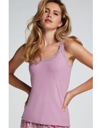 Hunkemöller - Ribbed Lace Singlet - Lyst