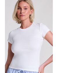 Hunkemöller - Ribbed Crew Neck Short-Sleeved Pyjama Top - Lyst