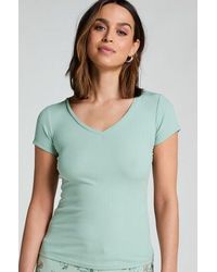 Hunkemöller - Ribbed Jersey Short-Sleeved Pyjama Top - Lyst
