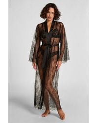 Hunkemöller - Long Allover Lace Kimono - Lyst