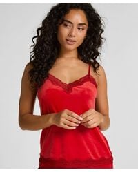 Hunkemöller - Velours Lace Cami Top - Lyst