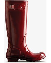 HUNTER Original Tall Gloss Wellington Boots - Red