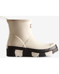 HUNTER Play Short Striped Sole Wellington Boots - White