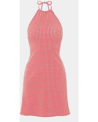 Hunza G - Gingham Seersucker Halter Neck Mini Dress - Lyst