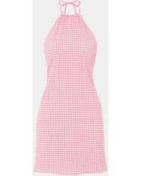 Hunza G - Gingham Seersucker Halter Neck Mini Dress - Lyst