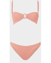 ビキニ Hunza G MISTY BIKINI PEARLY HOOP (BMISTYPRL LLICMINT) Misty Bikini Pearly Hoop - Metallic Mint | One Size Swimwear