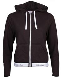 Calvin Klein Hooded Zip Sweat Top - Black