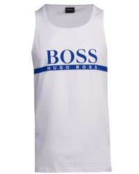 BOSS Big Logo Beach Tank Top - Blue
