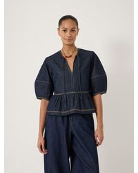Hush - Betty Barrel Sleeve Denim Top - Lyst