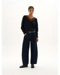 Hush - Bree Crop Leopard Velvet Barrel Leg Jeans - Lyst