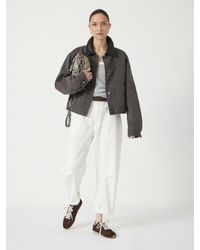 Hush - Leather Collar Cropped Cotton Jacket - Lyst