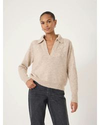 Hush - Wool Blend Collar Detail Jumper With Flower Embroidery - Lyst