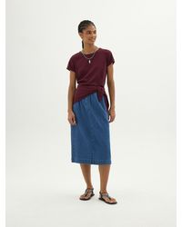 Hush - Bridget Denim Supersoft Midi Skirt - Lyst