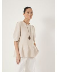Hush - Peplum Short Sleeve Top With Wool - Lyst