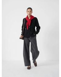 Hush - V Neck Ribbed Detail Cardigan With Wool - Lyst