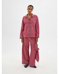 Hush - Letitia Brushed Cotton Curved Collar Pyjamas + Eye Mask - Lyst