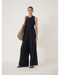 Hush - Aria Textured Jersey Wide Leg Trousers - Lyst