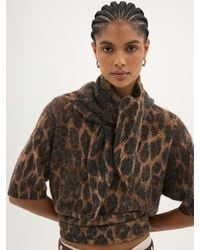 Hush - Leopard Wool Blend Triangle Scarf - Lyst