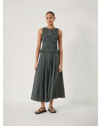 Hush - Mavi Godet Crinkle Midi Skirt - Lyst