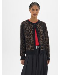 Hush - Crew Neck Animal Jacquard Cardigan With Mohair - Lyst