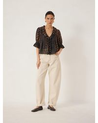 Hush - Koa Ruffle Short Sleeve Textured Blouse - Lyst