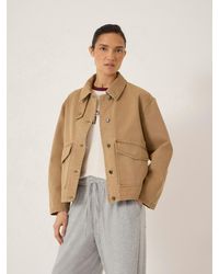 Hush - Elara Washed Cotton Funnel Neck Utility Jacket - Lyst